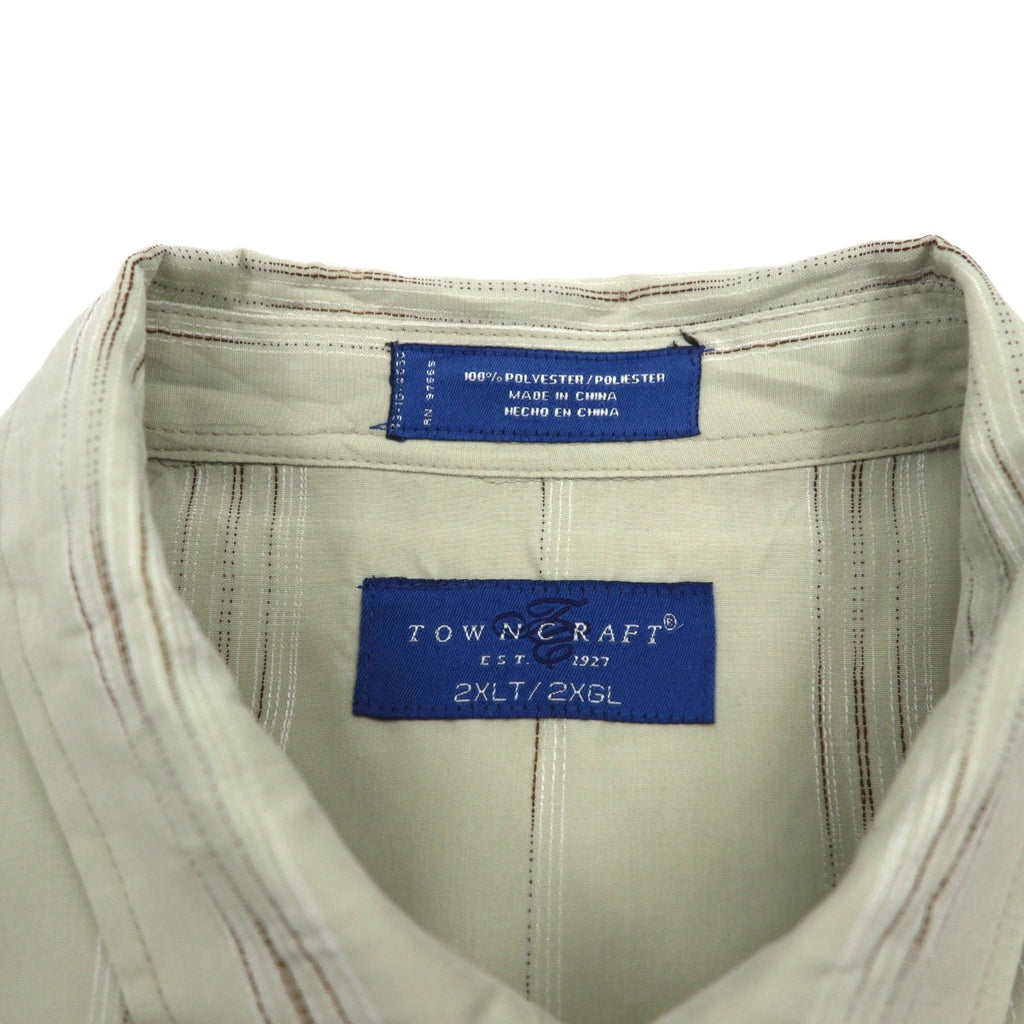 TOWN CRAFT anni '90 camicia a maniche corte 2XL beige a righe poliestere taschino sul petto