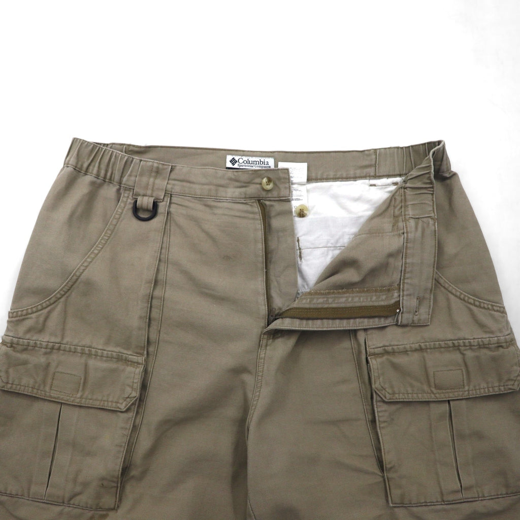 Columbia anni 2000, pantaloncini bush corti in tela, taglia L, kaki, tasche con patta XM4100, made in Nicaragua