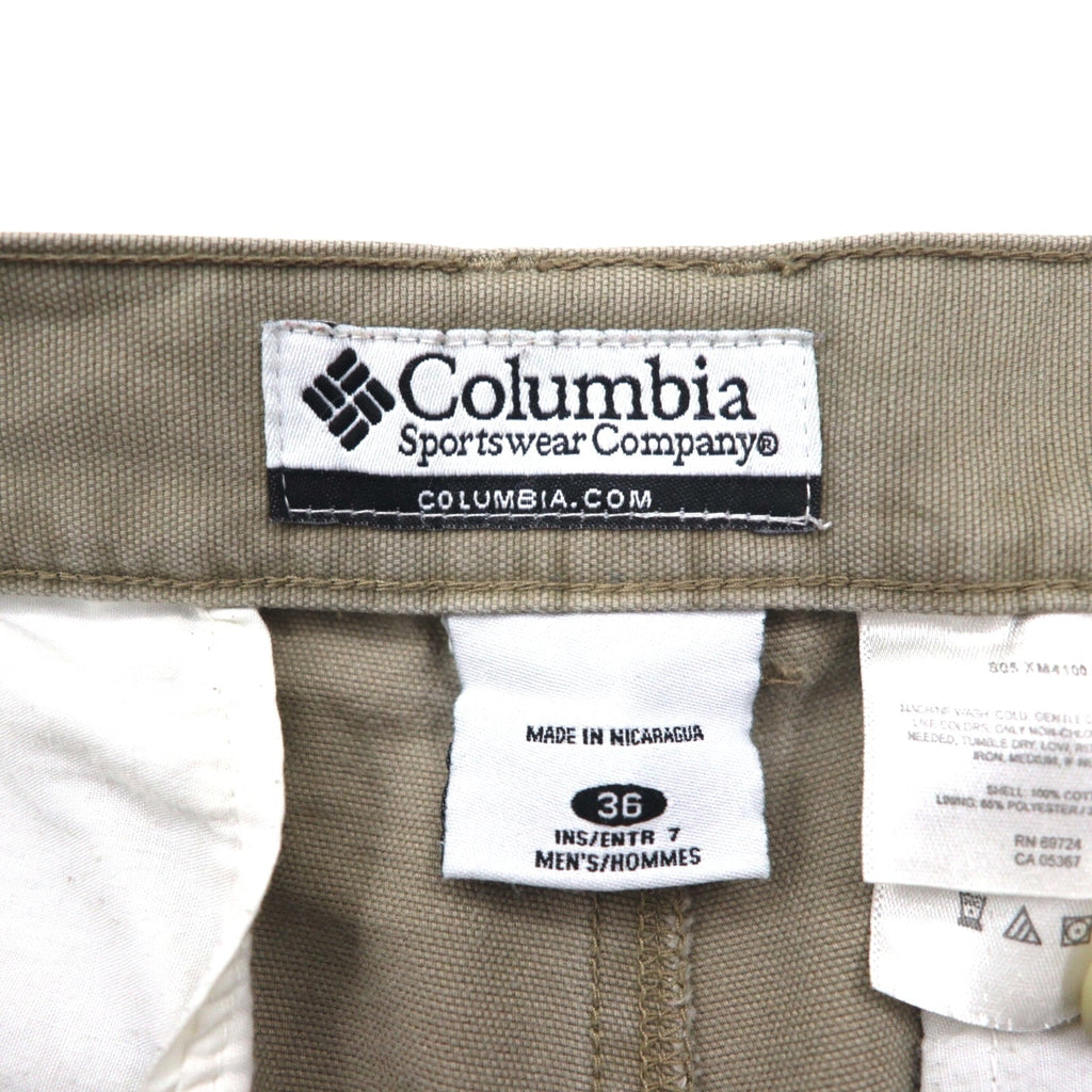 Columbia anni 2000, pantaloncini bush corti in tela, taglia L, kaki, tasche con patta XM4100, made in Nicaragua
