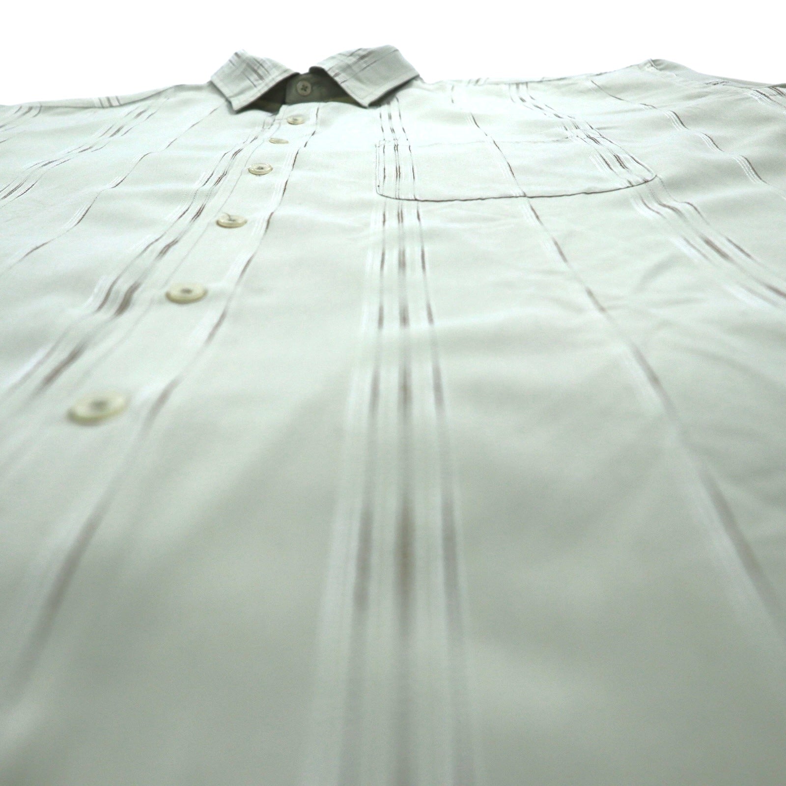 TOWN CRAFT anni '90 camicia a maniche corte 2XL beige a righe poliestere taschino sul petto