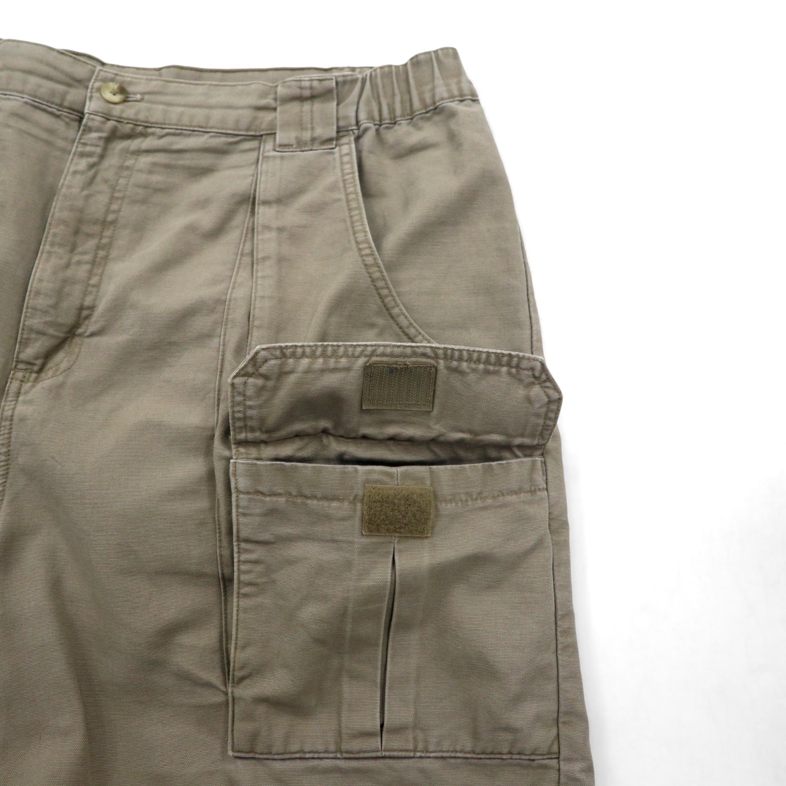 Columbia anni 2000, pantaloncini bush corti in tela, taglia L, kaki, tasche con patta XM4100, made in Nicaragua