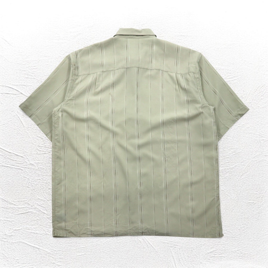 TOWN CRAFT anni '90 camicia a maniche corte 2XL beige a righe poliestere taschino sul petto