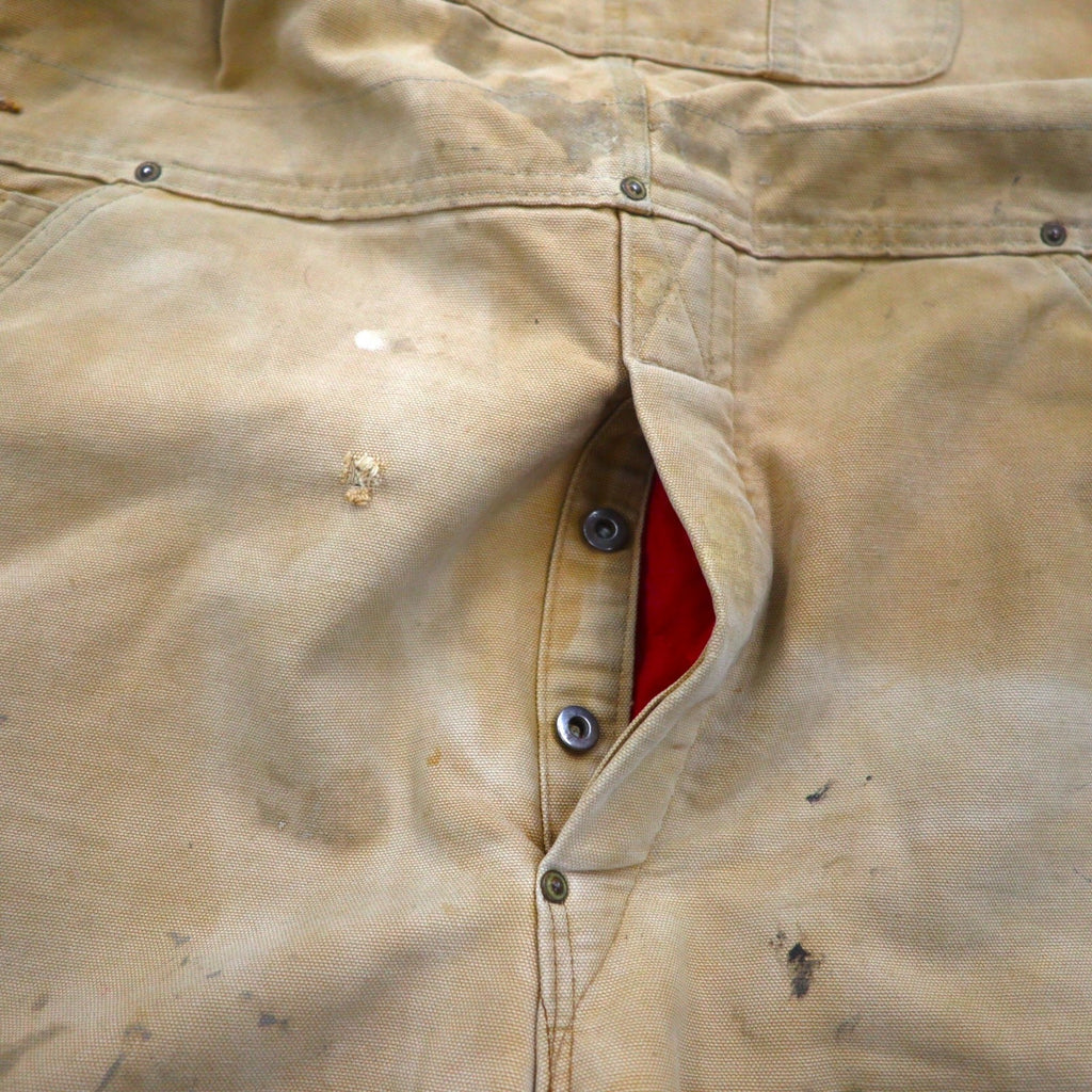 carhartt USA製 80年代 ダブルニー ビブ オーバーオール XL ベージュ ダック地 星形タグ 6FBQZ