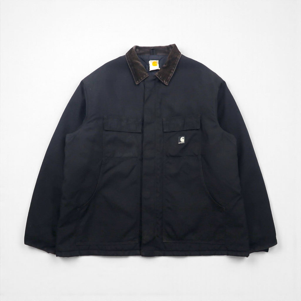 carhartt エクストリームスコート CORDURAナイロン カバーオール XL ブラック 中綿 EXTREAMS COAT ダブルジップ 襟コーデュロイ C55