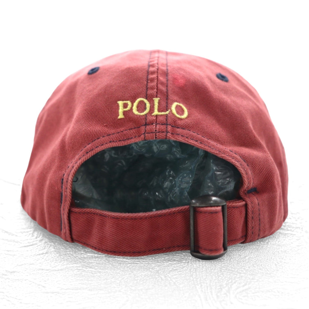 Polo by Ralph Lauren ユーズドウォッシュ加工  6パネルキャップ FREE ベルト レッド スモールポニー刺繍