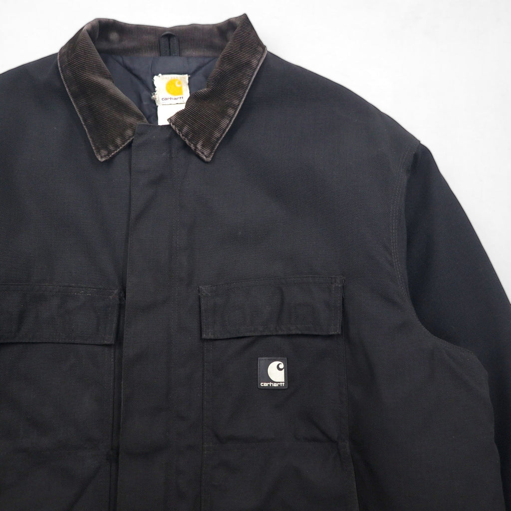 carhartt エクストリームスコート CORDURAナイロン カバーオール XL ブラック 中綿 EXTREAMS COAT ダブルジップ 襟コーデュロイ C55