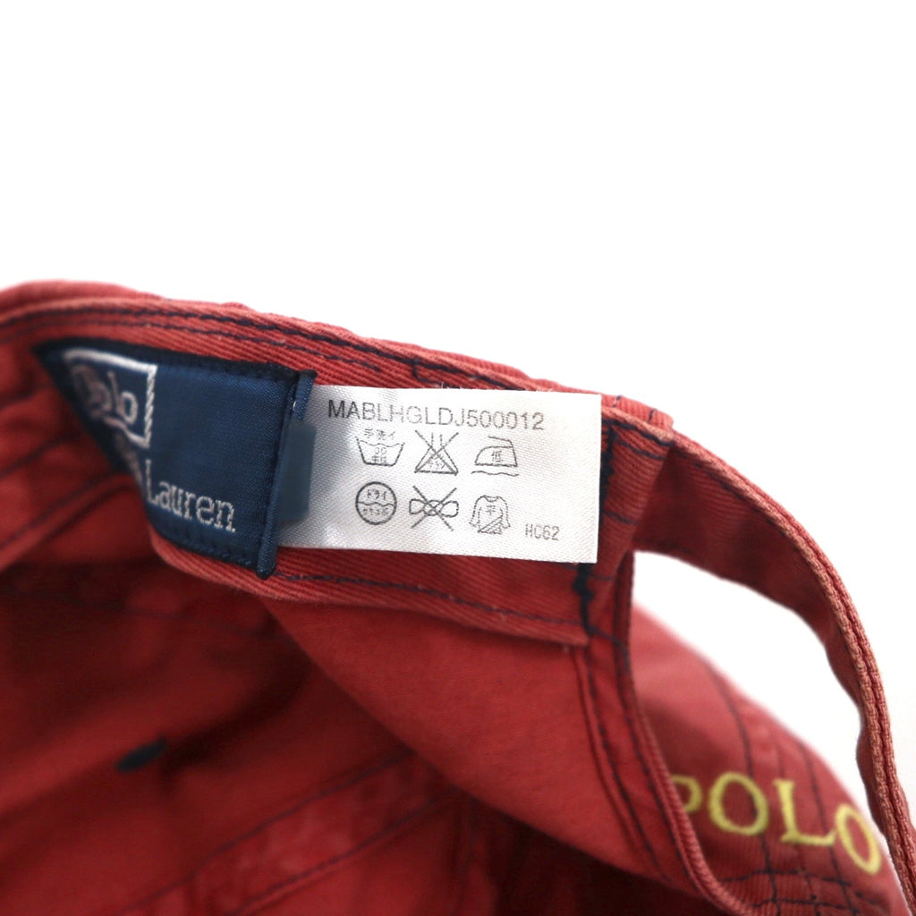 Polo by Ralph Lauren ユーズドウォッシュ加工  6パネルキャップ FREE ベルト レッド スモールポニー刺繍