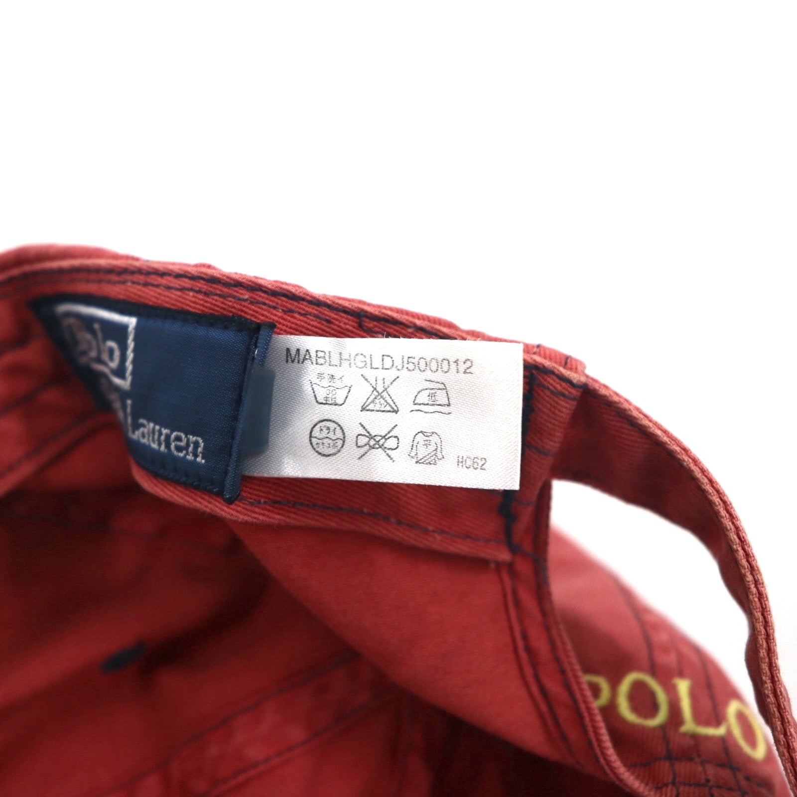 Polo by Ralph Lauren ユーズドウォッシュ加工  6パネルキャップ FREE ベルト レッド スモールポニー刺繍