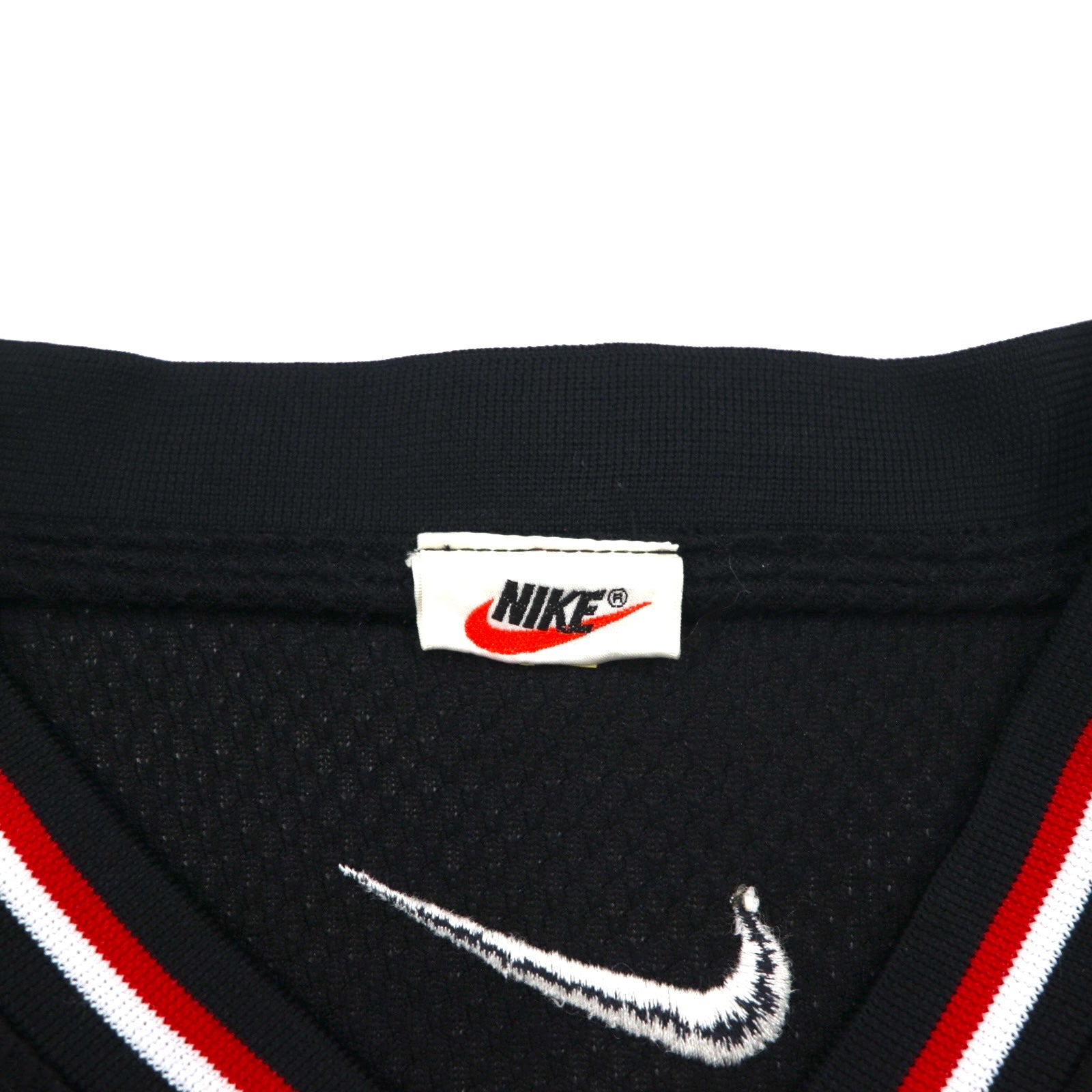 NIKE 90年代 銀タグ スウォッシュ 刺繍 ゲームシャツ Vネック Tシャツ L ブラック ポリエステル