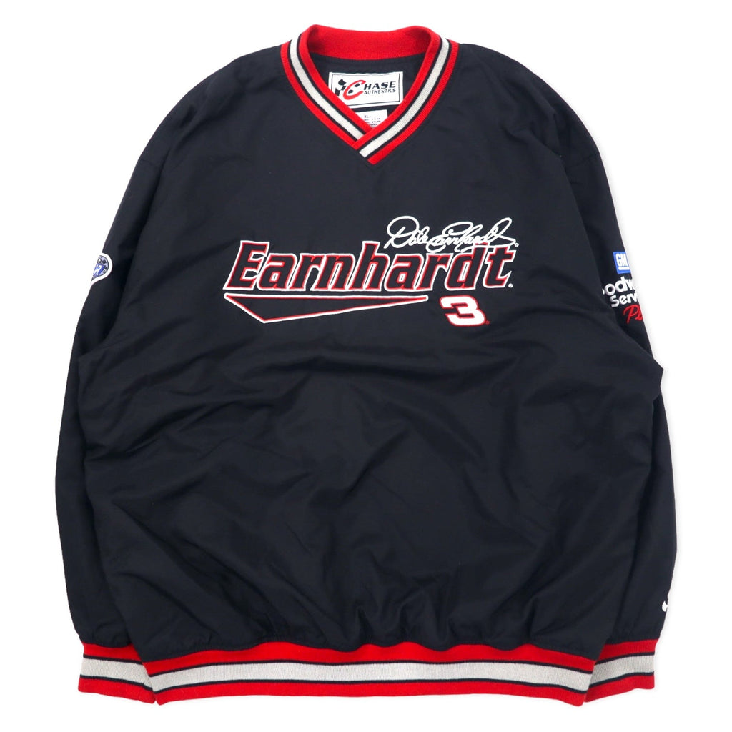 CHASE AUTHENTICS Giacca a vento racing con linea a coste XL Nera Nylon Earnhardt Racing Taglia grande