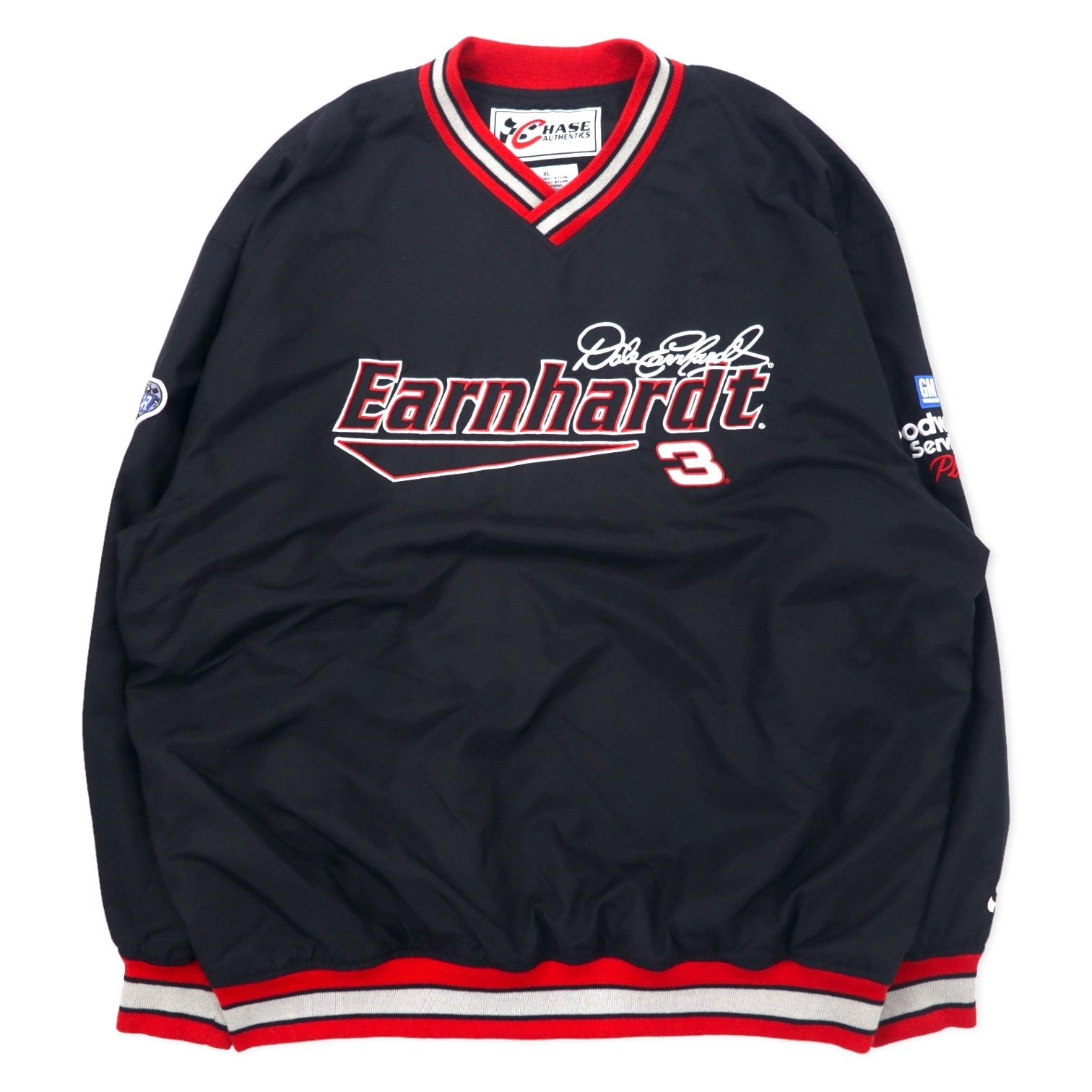 CHASE AUTHENTICS Giacca a vento racing con linea a coste XL Nera Nylon Earnhardt Racing Taglia grande