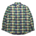MISSONI SPORT Anni '90 Camicia button-down L Verde Giallo A quadri Cotone Taglia grande