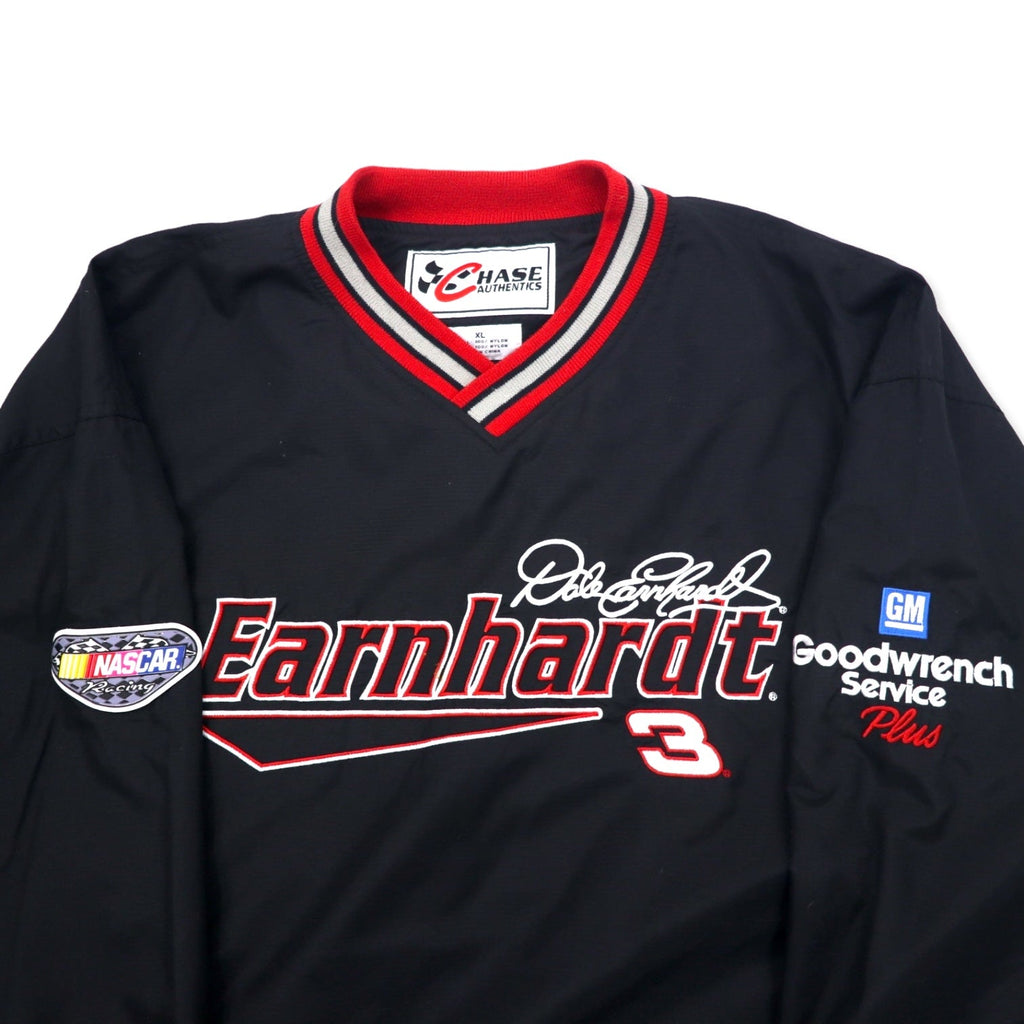 CHASE AUTHENTICS Giacca a vento racing con linea a coste XL Nera Nylon Earnhardt Racing Taglia grande