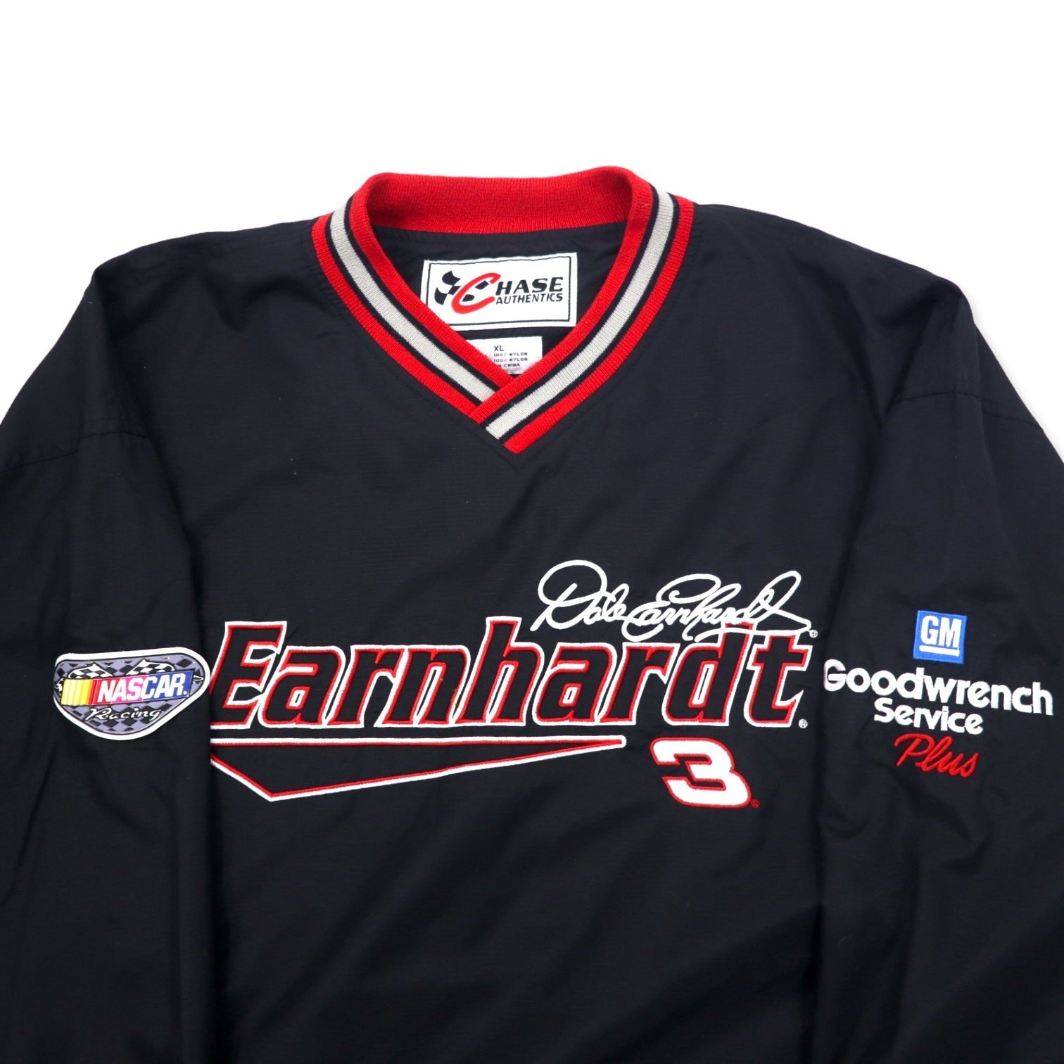 CHASE AUTHENTICS Giacca a vento racing con linea a coste XL Nera Nylon Earnhardt Racing Taglia grande