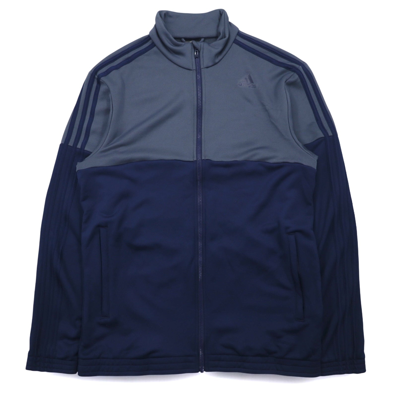 Giacca da tuta adidas con collo alto, taglia 2XL, bicolore, blu navy e grigio, in poliestere, a 3 strisce