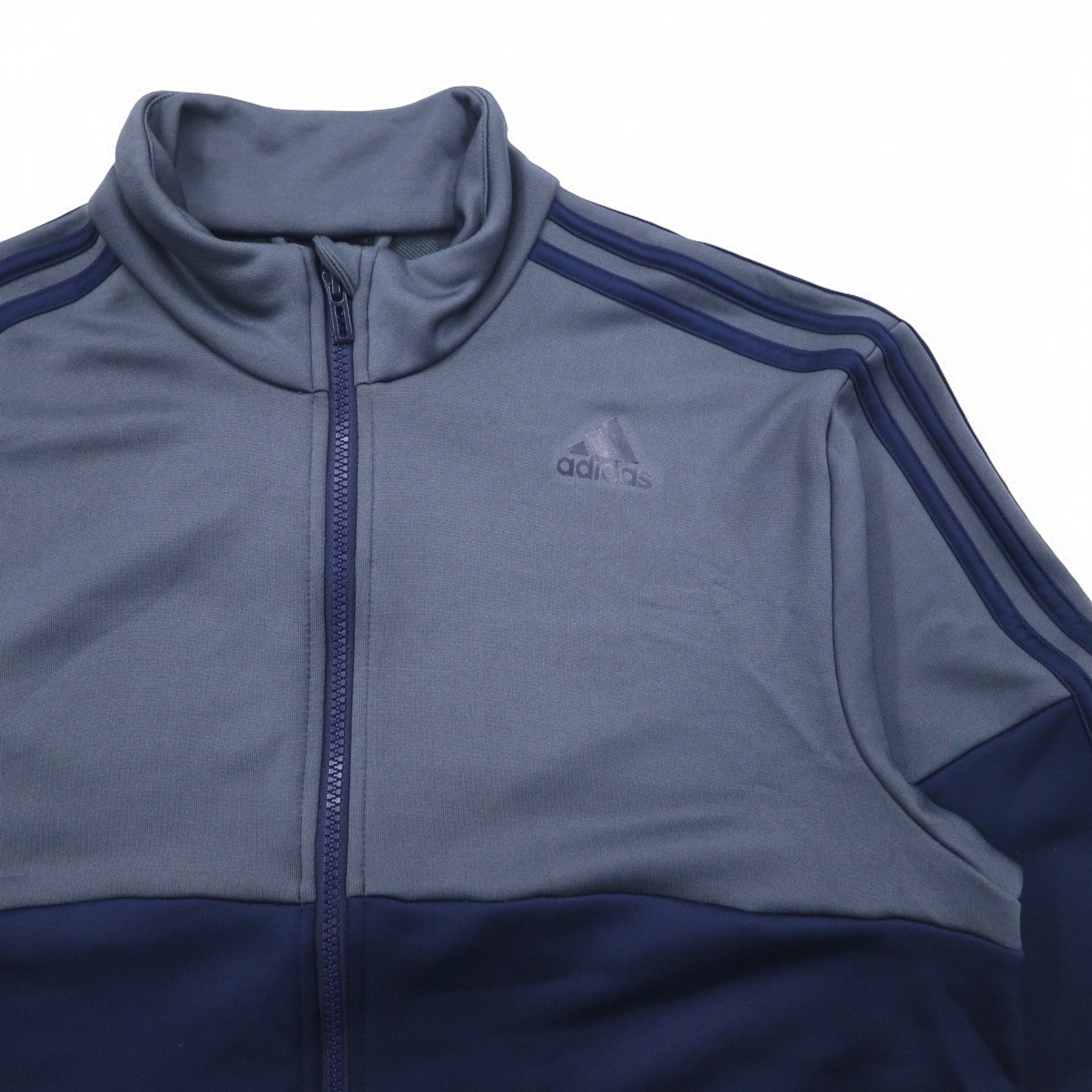 Giacca da tuta adidas con collo alto, taglia 2XL, bicolore, blu navy e grigio, in poliestere, a 3 strisce