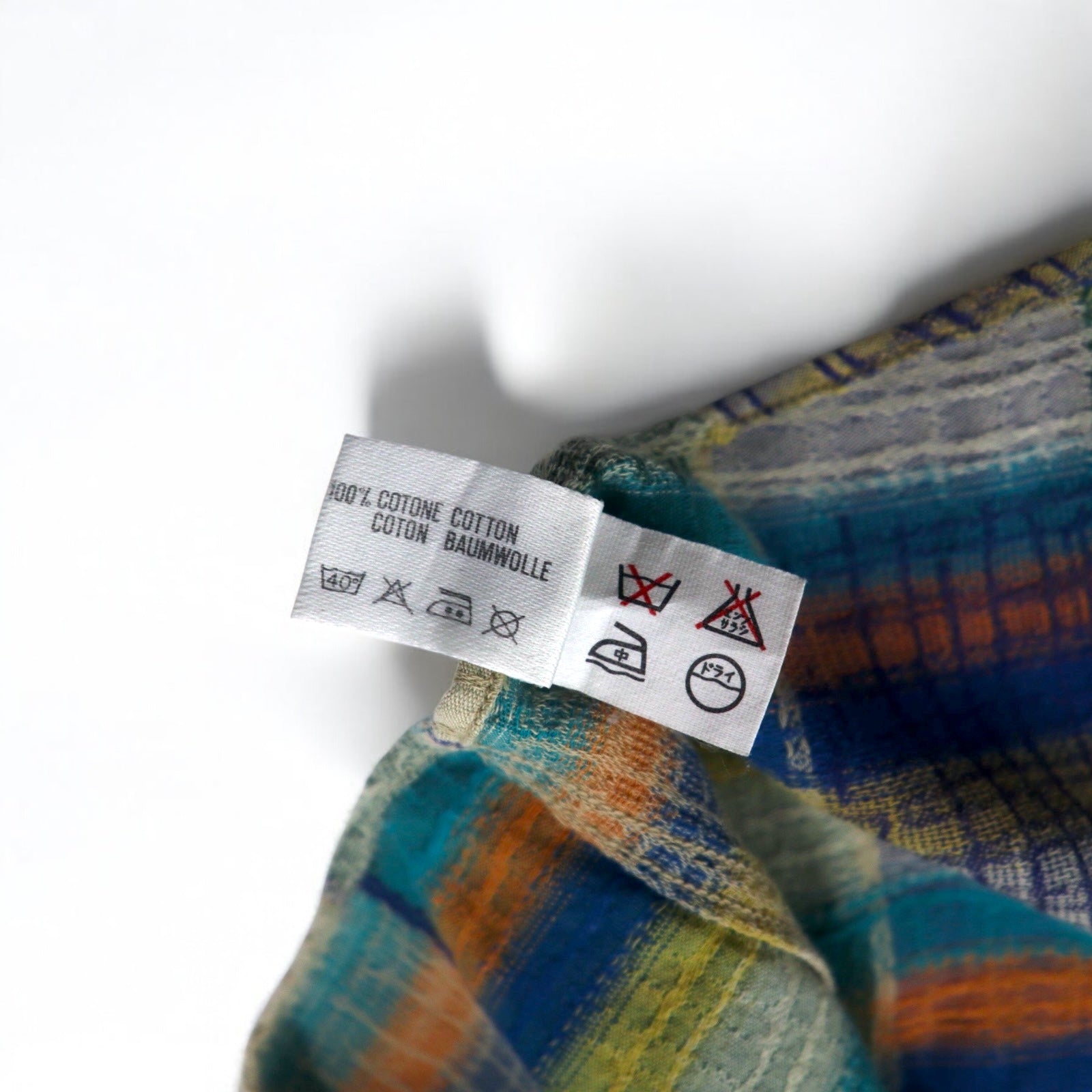 MISSONI SPORT Anni '90 Camicia button-down L Verde Giallo A quadri Cotone Taglia grande