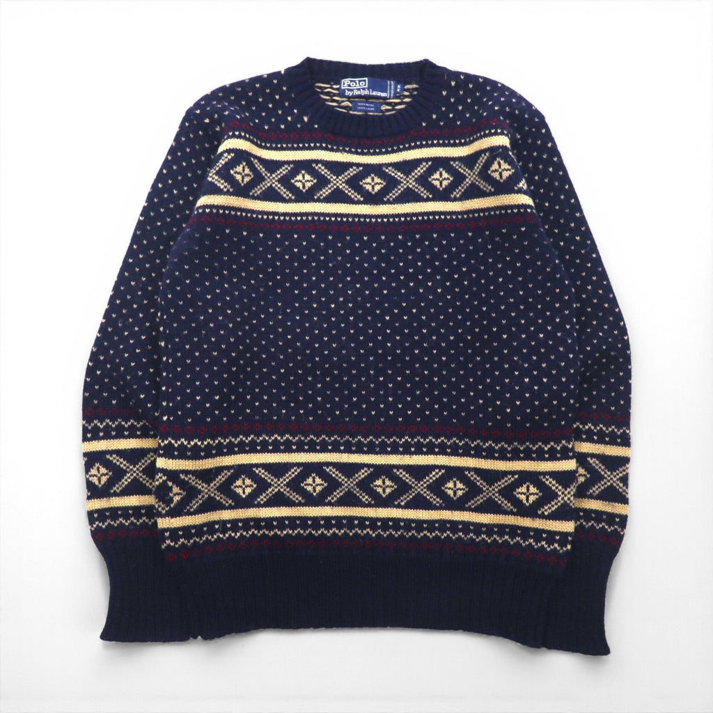 Polo Ralph Lauren 90年代 ノルディック ニット セーター M ネイビー ウール 羊毛 フェアアイル