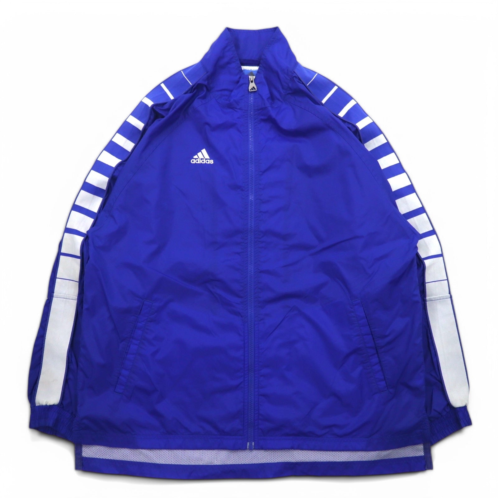 Giacca in nylon adidas TEAM anni 2000, giacca da pista, taglia M, blu, logo ricamato, strisce laterali