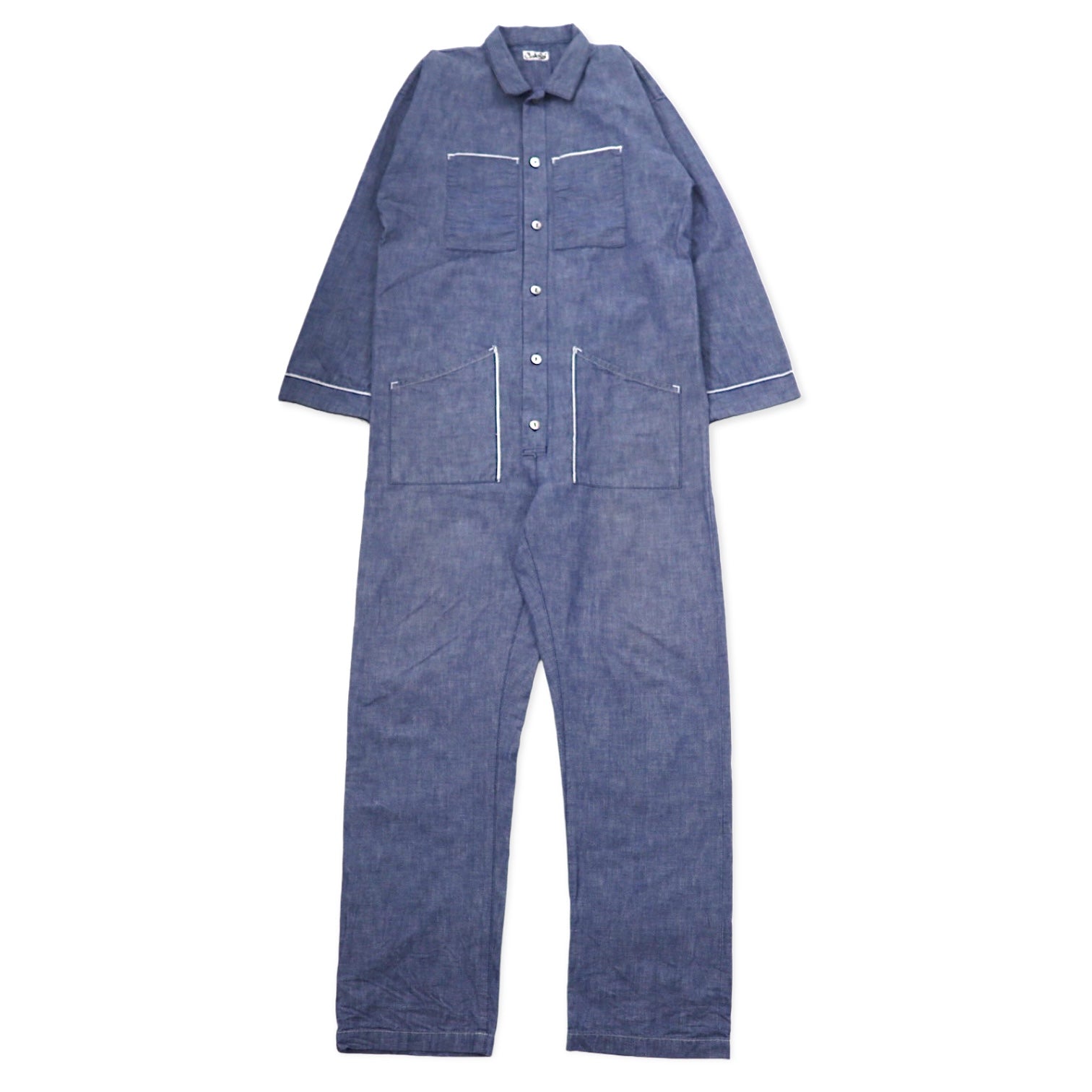 Tuta intera all-in-one CLASS, taglia M, colore blu, chambray di cotone, prodotto in Giappone