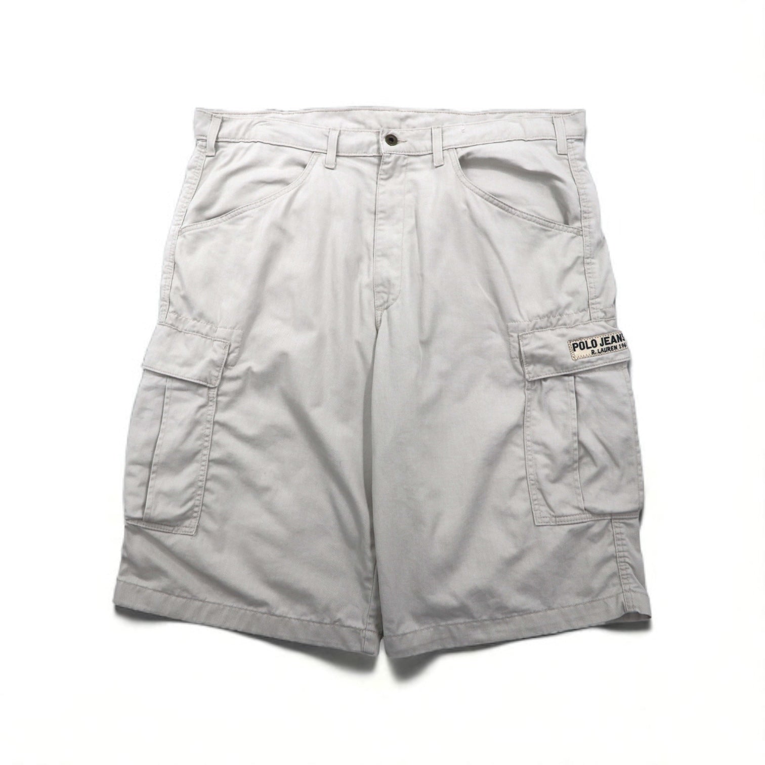 POLO JEANS CO. RALPH LAUREN anni '90 pantaloncini cargo corti baggy FREIGHTER SHORT pantaloni a mezza gamba XL beige cotone