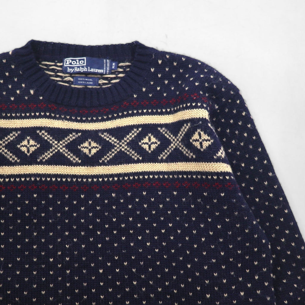 Polo Ralph Lauren 90年代 ノルディック ニット セーター M ネイビー ウール 羊毛 フェアアイル