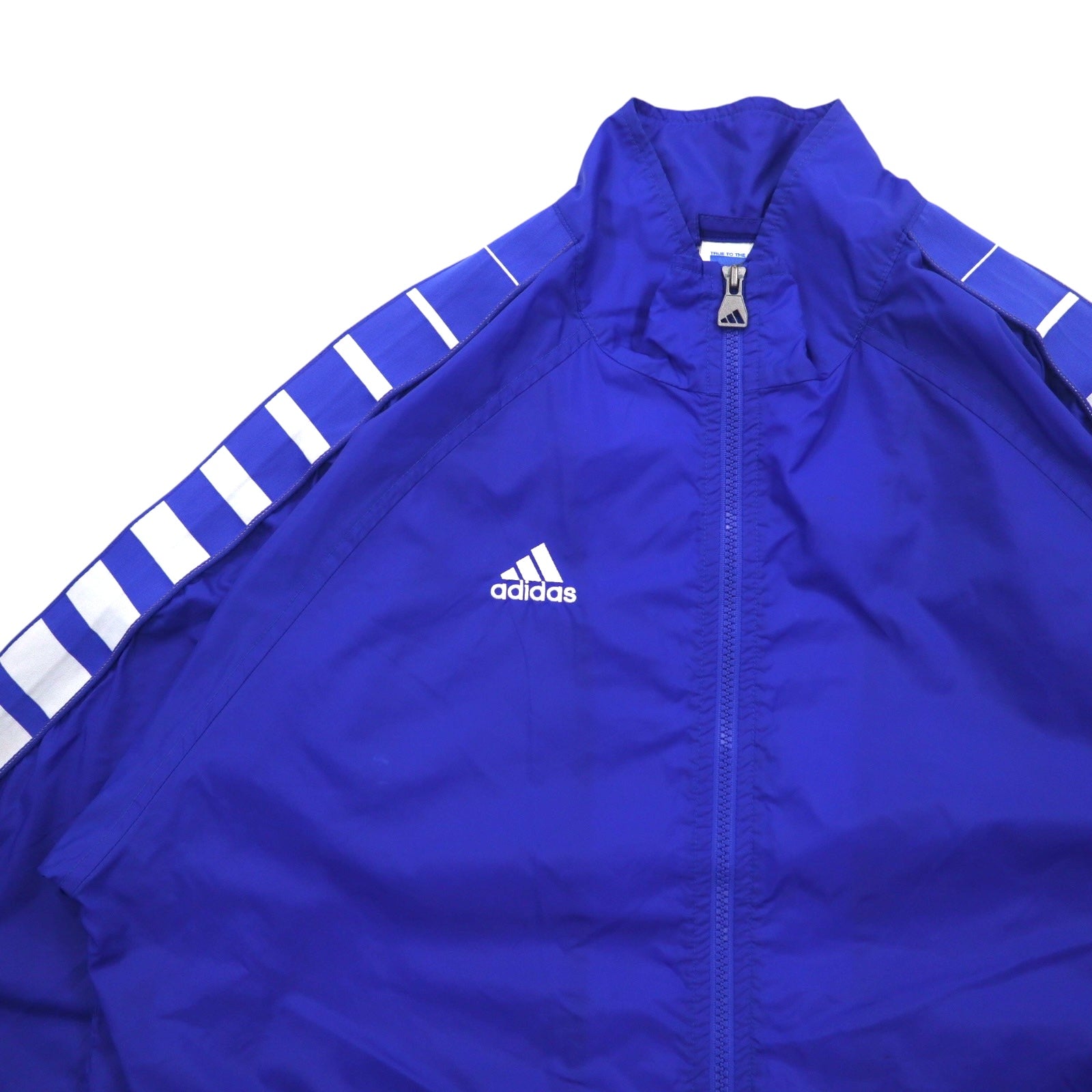 Giacca in nylon adidas TEAM anni 2000, giacca da pista, taglia M, blu, logo ricamato, strisce laterali