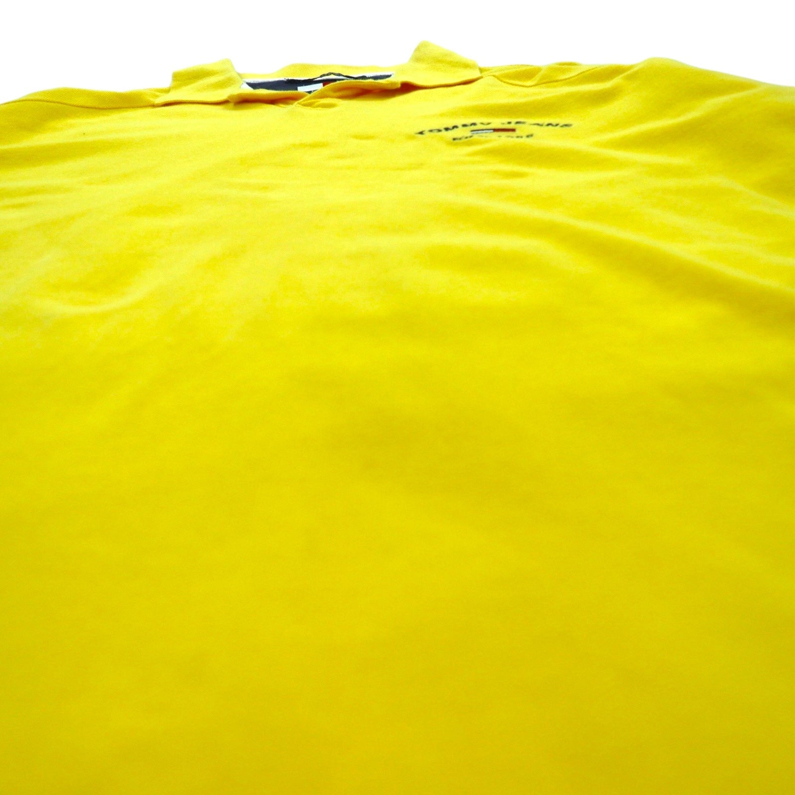 TOMMY JEANS anni '90 Polo a collo aperto taglia L gialla con logo ricamato, made in Pakistan