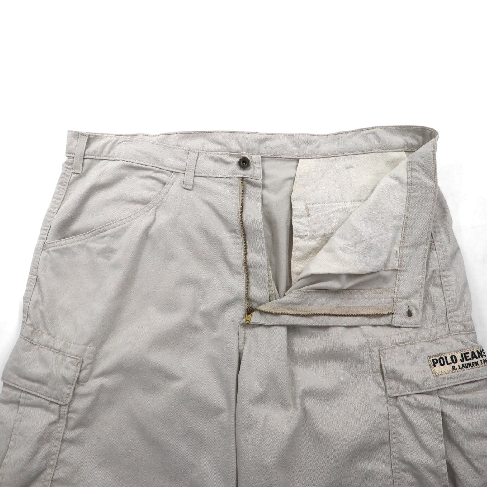 POLO JEANS CO. RALPH LAUREN anni '90 pantaloncini cargo corti baggy FREIGHTER SHORT pantaloni a mezza gamba XL beige cotone