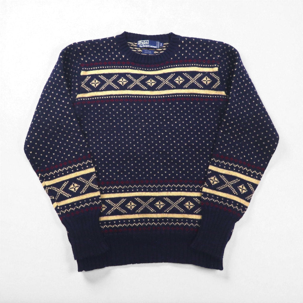 Polo Ralph Lauren 90年代 ノルディック ニット セーター M ネイビー ウール 羊毛 フェアアイル