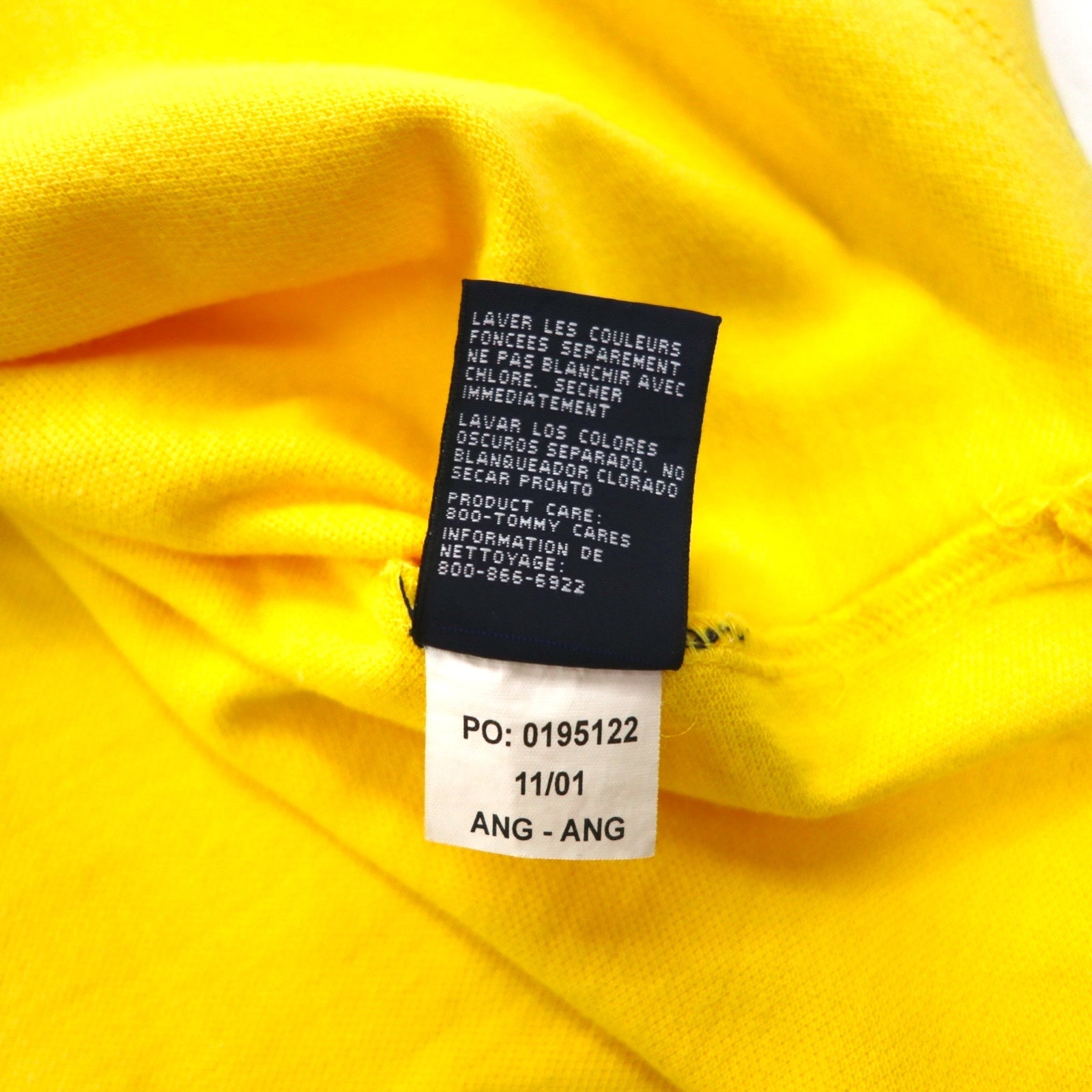 TOMMY JEANS anni '90 Polo a collo aperto taglia L gialla con logo ricamato, made in Pakistan