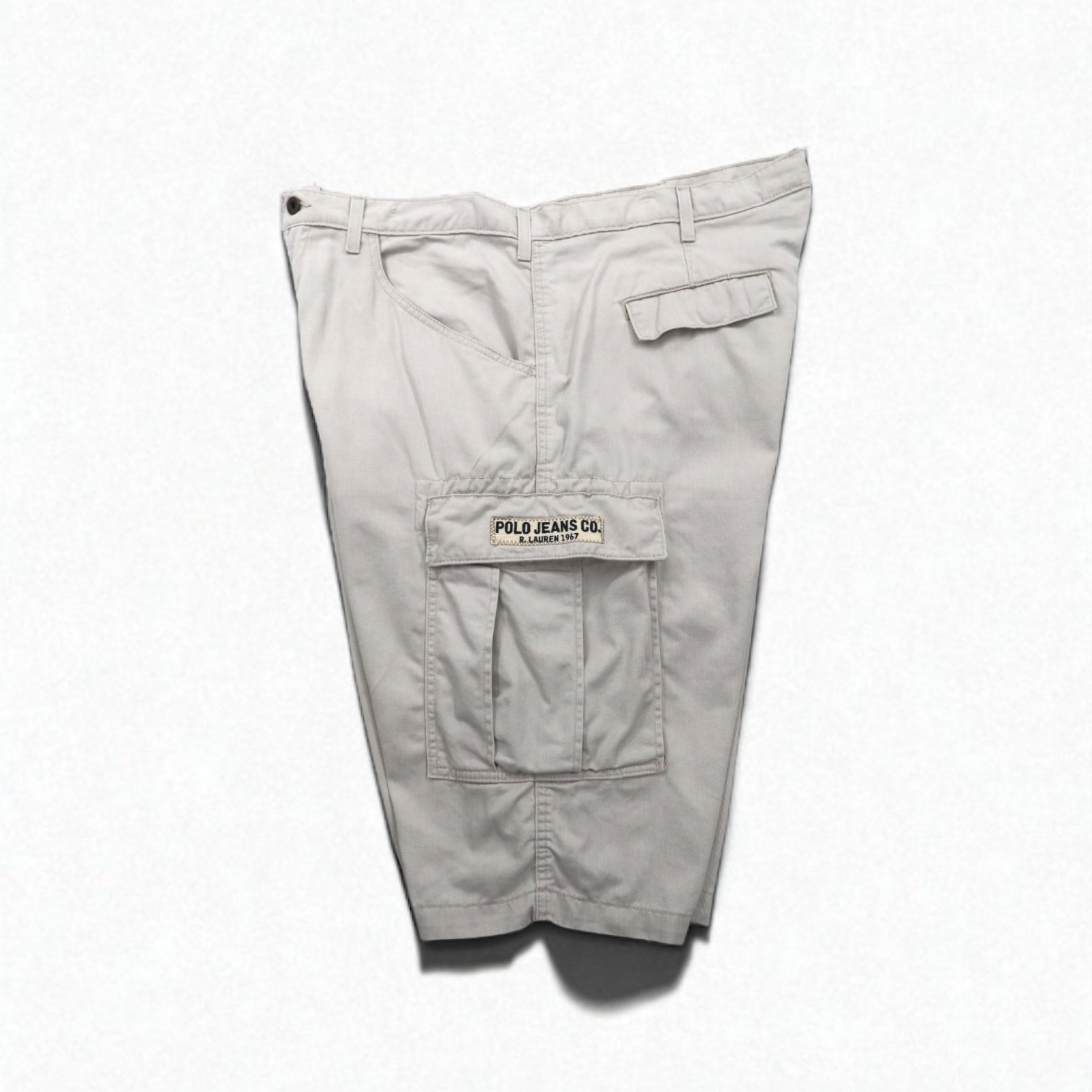 POLO JEANS CO. RALPH LAUREN anni '90 pantaloncini cargo corti baggy FREIGHTER SHORT pantaloni a mezza gamba XL beige cotone