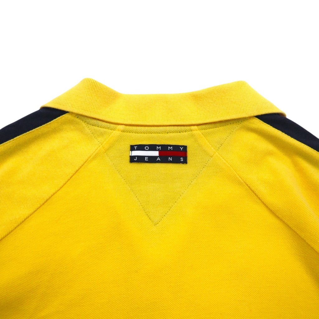 TOMMY JEANS anni '90 Polo a collo aperto taglia L gialla con logo ricamato, made in Pakistan