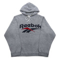 Reebok anni '90, made in USA, felpa con cappuccio pullover con logo Vector, taglia M, grigio, cotone
