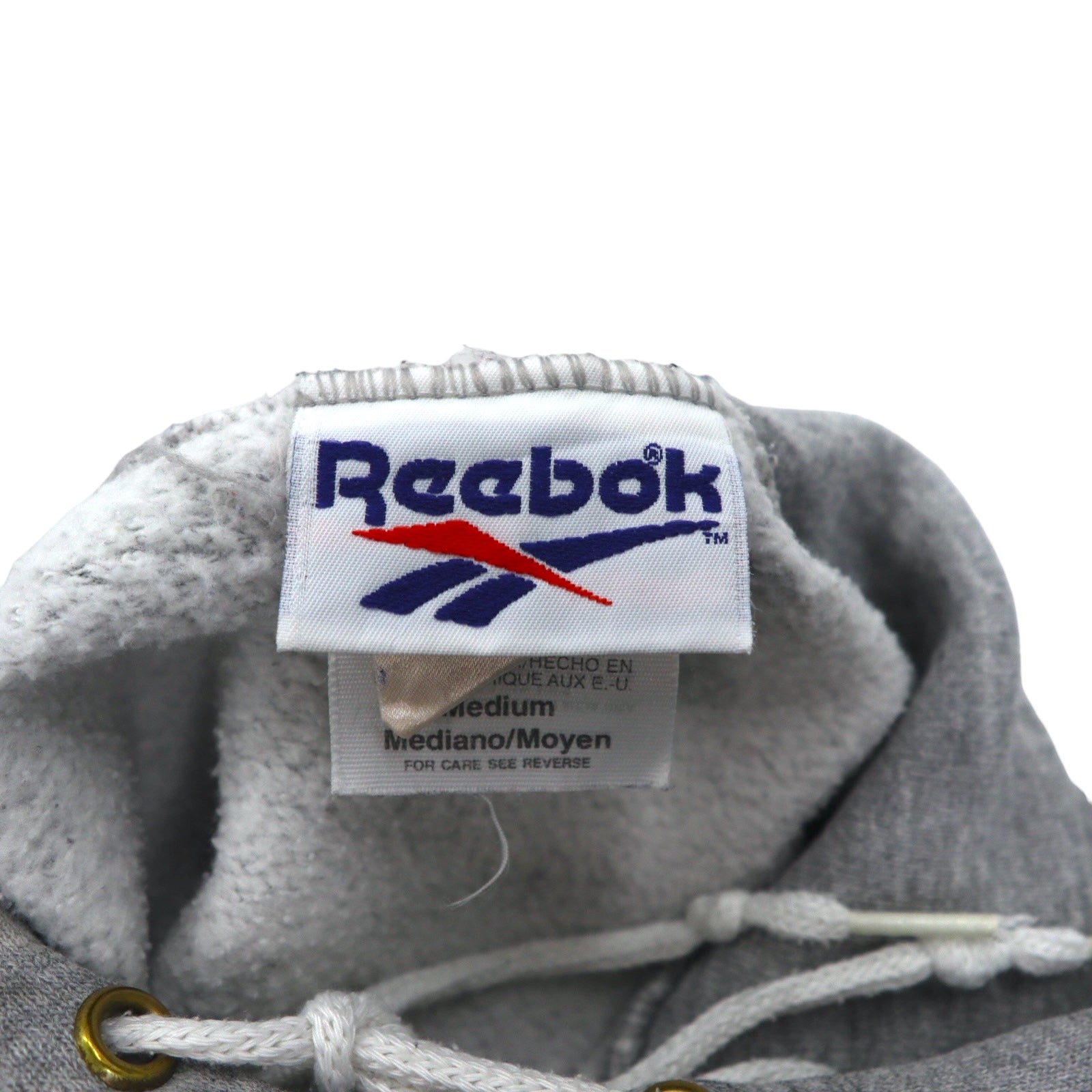 Reebok anni '90, made in USA, felpa con cappuccio pullover con logo Vector, taglia M, grigio, cotone