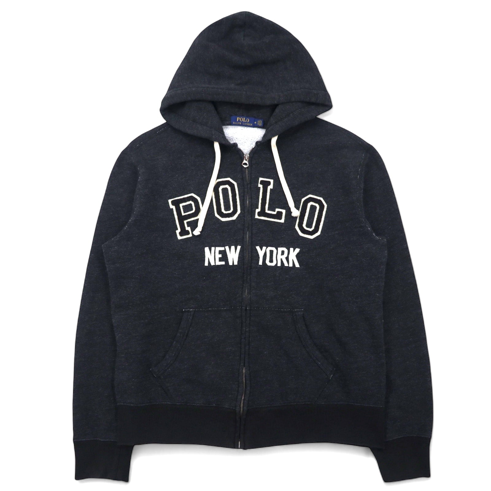 POLO RALPH LAUREN felpa con cappuccio full zip M grigio cotone logo patch