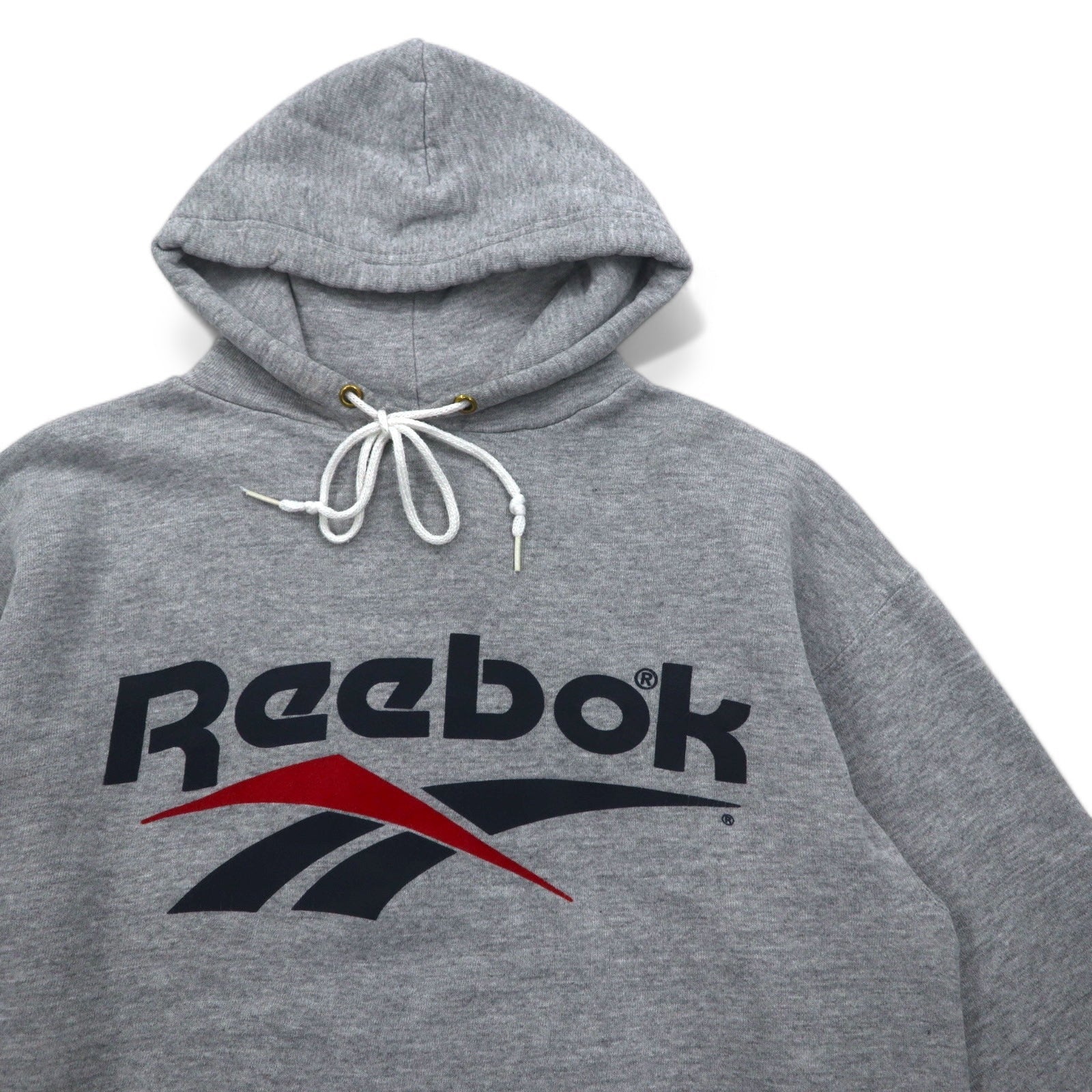 Reebok anni '90, made in USA, felpa con cappuccio pullover con logo Vector, taglia M, grigio, cotone