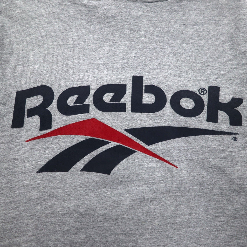 Reebok anni '90, made in USA, felpa con cappuccio pullover con logo Vector, taglia M, grigio, cotone