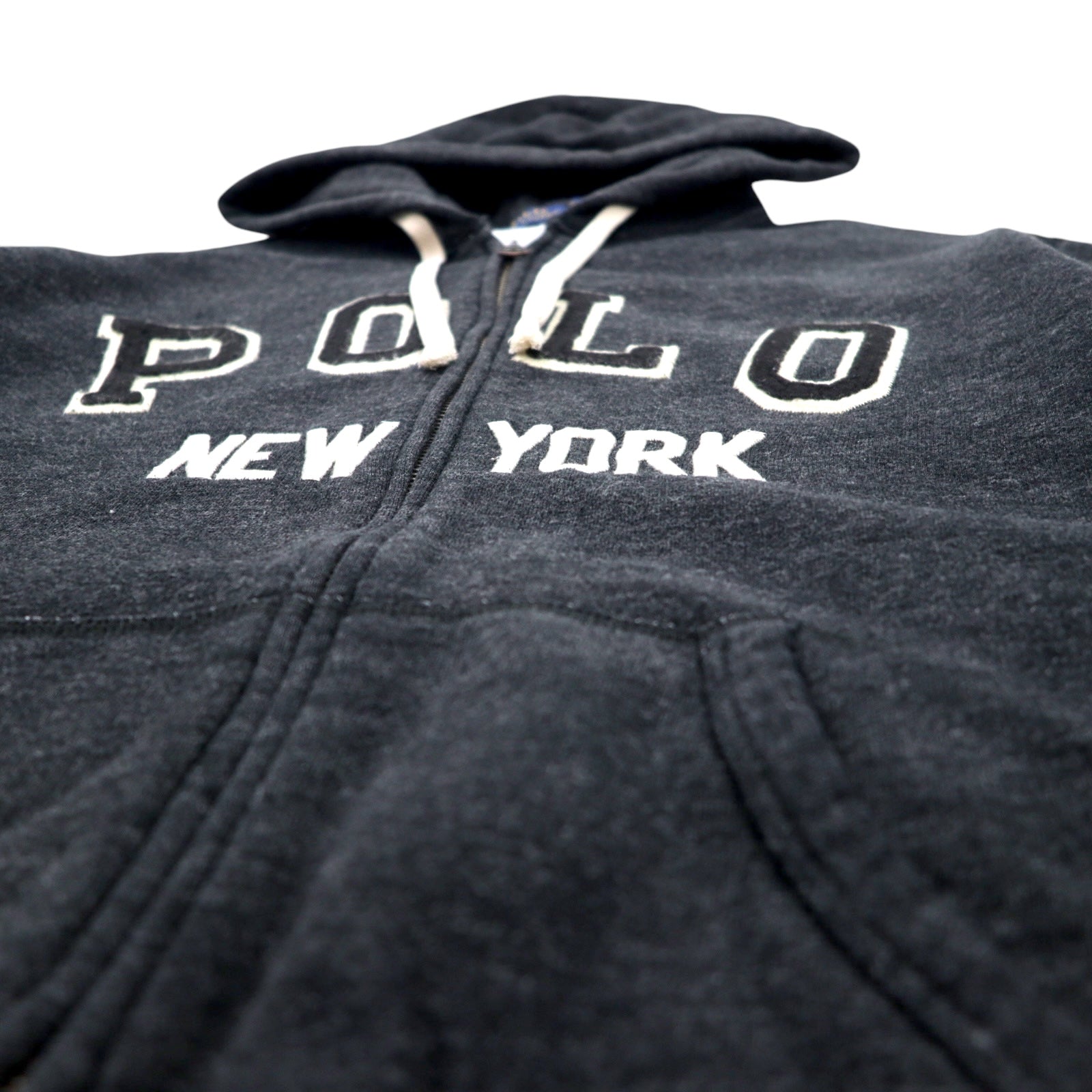 POLO RALPH LAUREN felpa con cappuccio full zip M grigio cotone logo patch