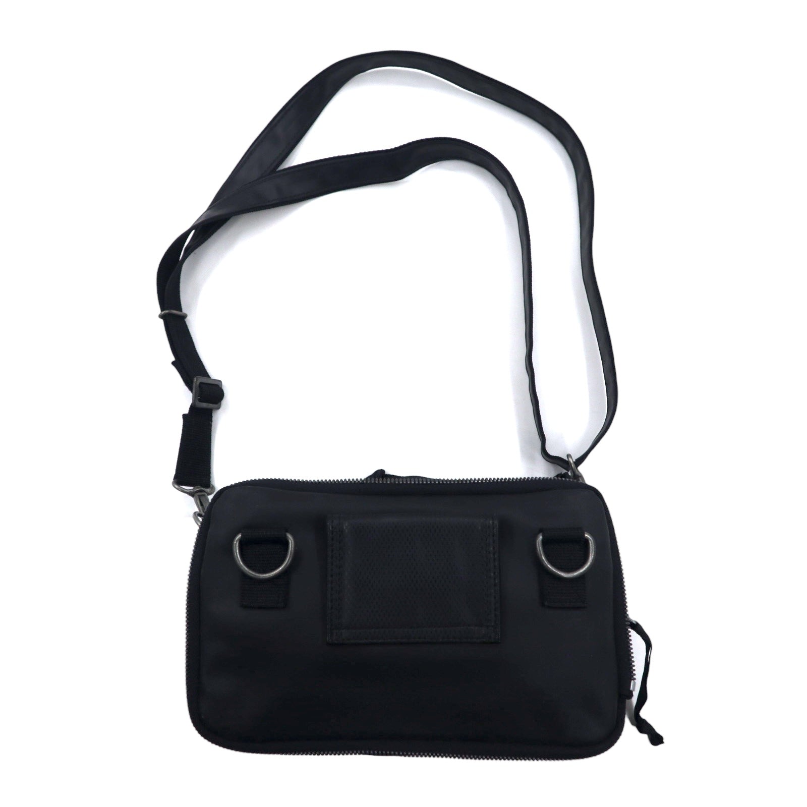 LUGGAGE LABEL (Yoshida Kaban) Borsa a tracolla New Liner Nera PVC Cerniera perimetrale NEW LINER Etichetta blu Fatto in Giappone