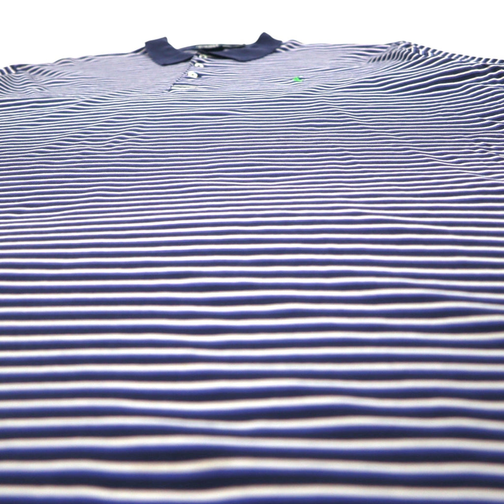 Polo by Ralph Lauren polo anni '90 XL taglia grande blu navy a righe pima cotton GOLF FIT ricamo pony piccolo made in Perù