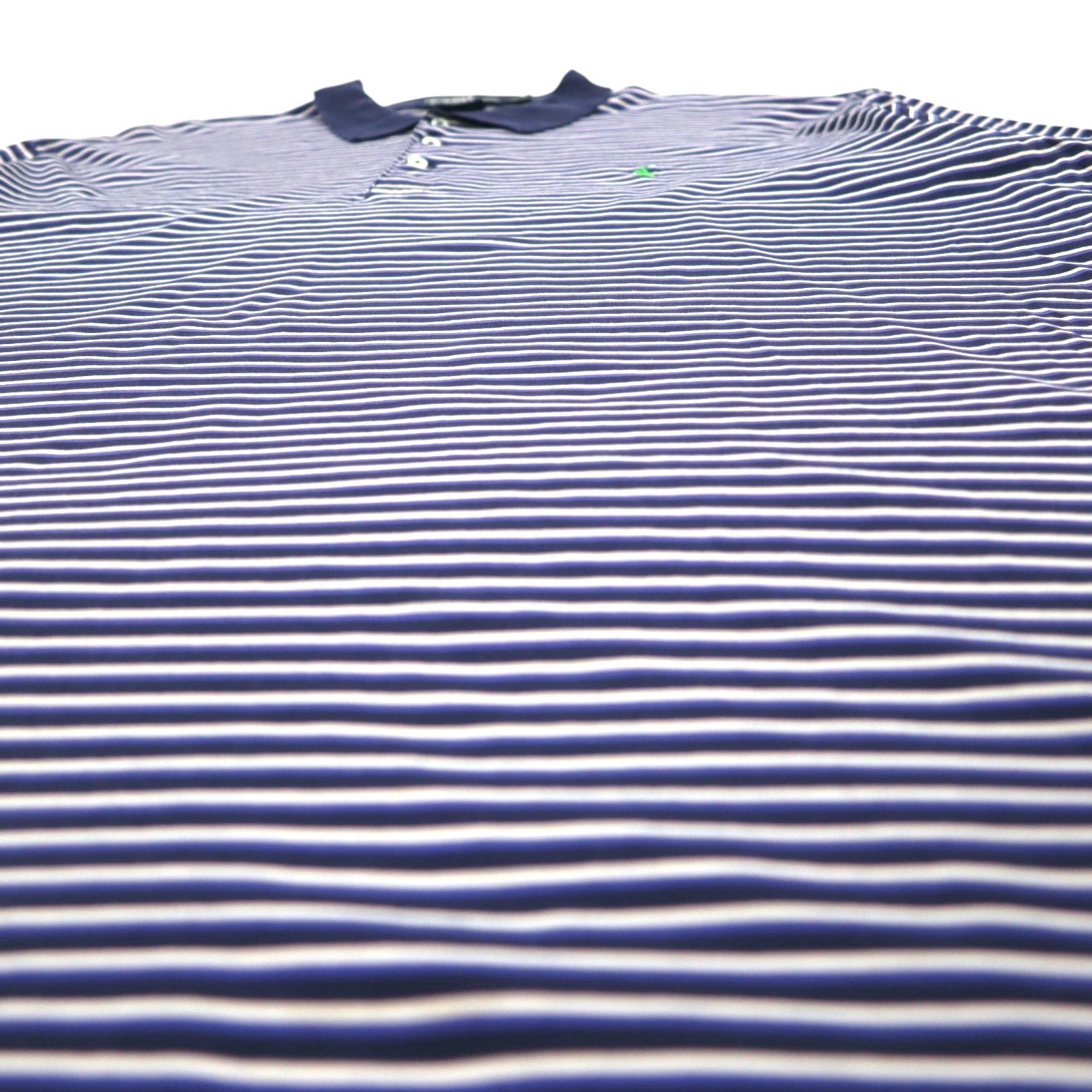 Polo by Ralph Lauren polo anni '90 XL taglia grande blu navy a righe pima cotton GOLF FIT ricamo pony piccolo made in Perù