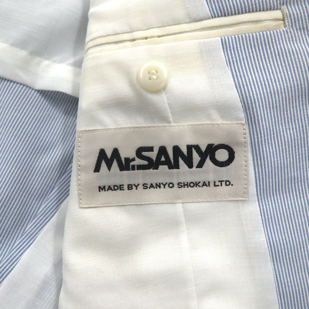 Vintage anni '90, made in Japan, completo tradizionale Mr. SANYO in seersucker, abito 2 bottoni, completo, taglia S, blu a righe, taglio ampio