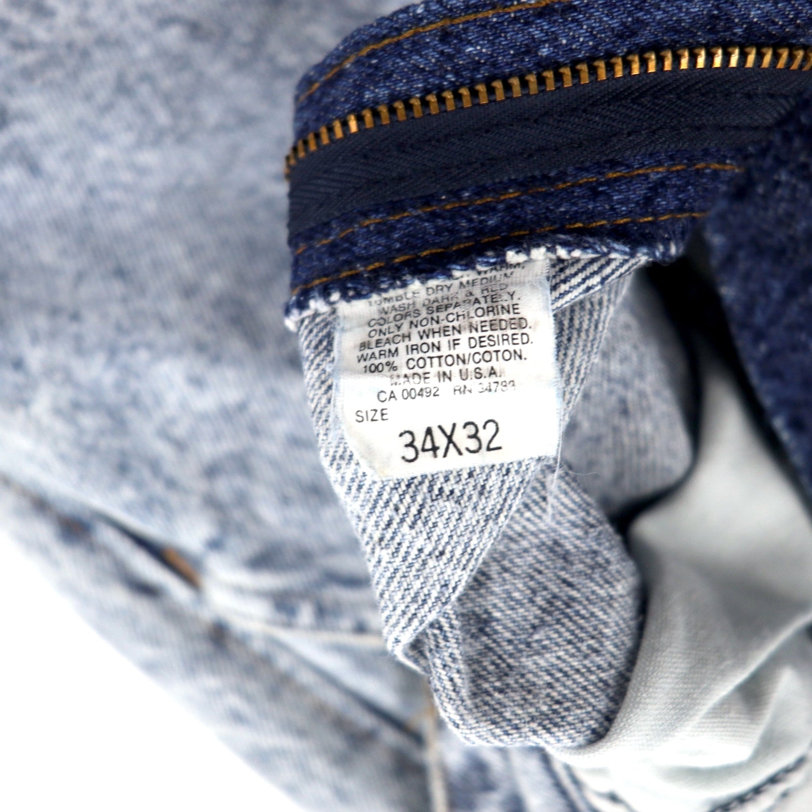 Lee anni '90 USA, pantaloni in denim affusolati a vita alta, taglia 34, blu, lavaggio chimico, cotone, chiusura con cerniera