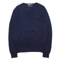 Polo by Ralph Lauren anni '90 maglione in cotone pima scollo a V L blu navy ricamo piccolo pony