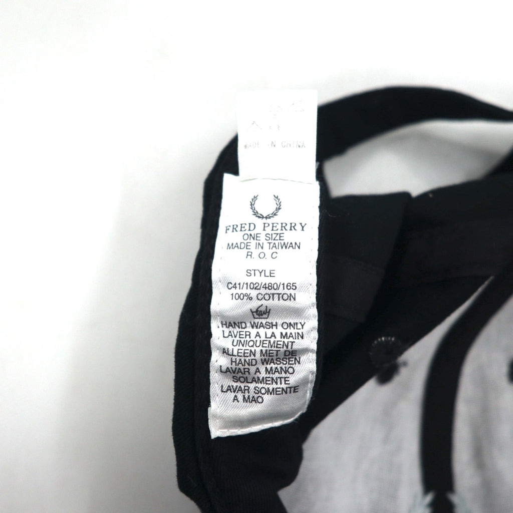 FRED PERRY Cappellino a 6 pannelli TAGLIA UNICA Cappellino nero Cotone Logo ricamato a punto singolo