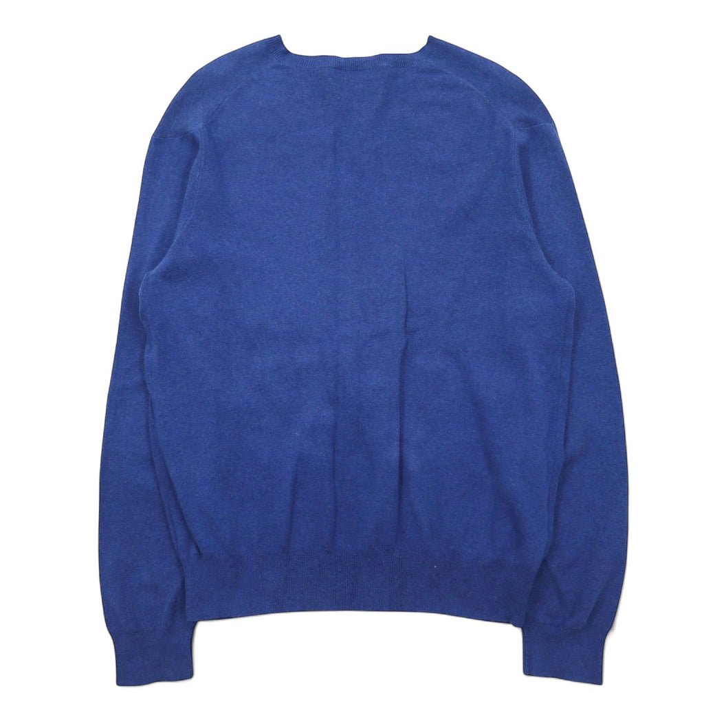 Polo by Ralph Lauren anni '90 maglione in cotone pima scollo a V L blu ricamo piccolo pony