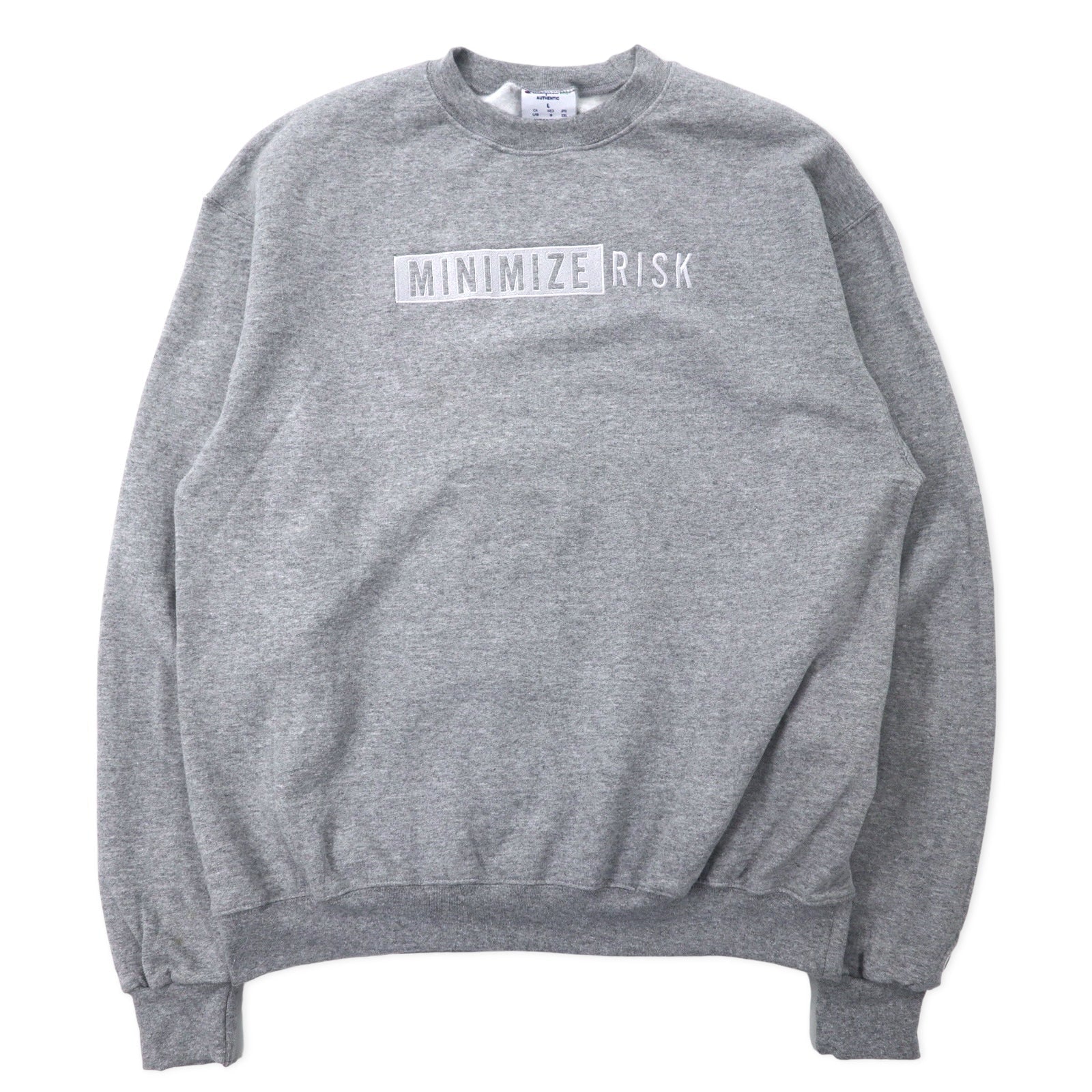 Felpa girocollo Champion ECO 2XL grigia cotone felpata ricamo MINIMIZE RISK made in El Salvador