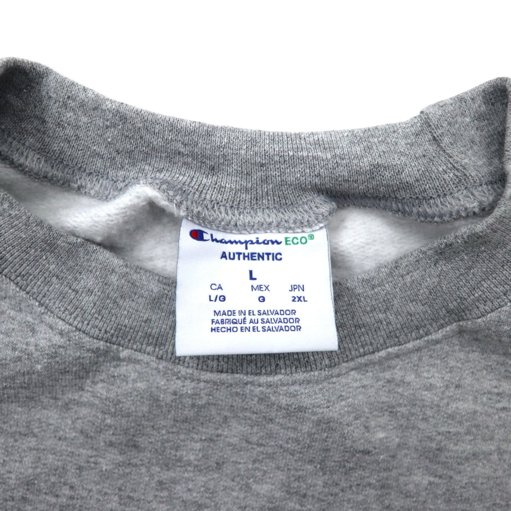 Felpa girocollo Champion ECO 2XL grigia cotone felpata ricamo MINIMIZE RISK made in El Salvador