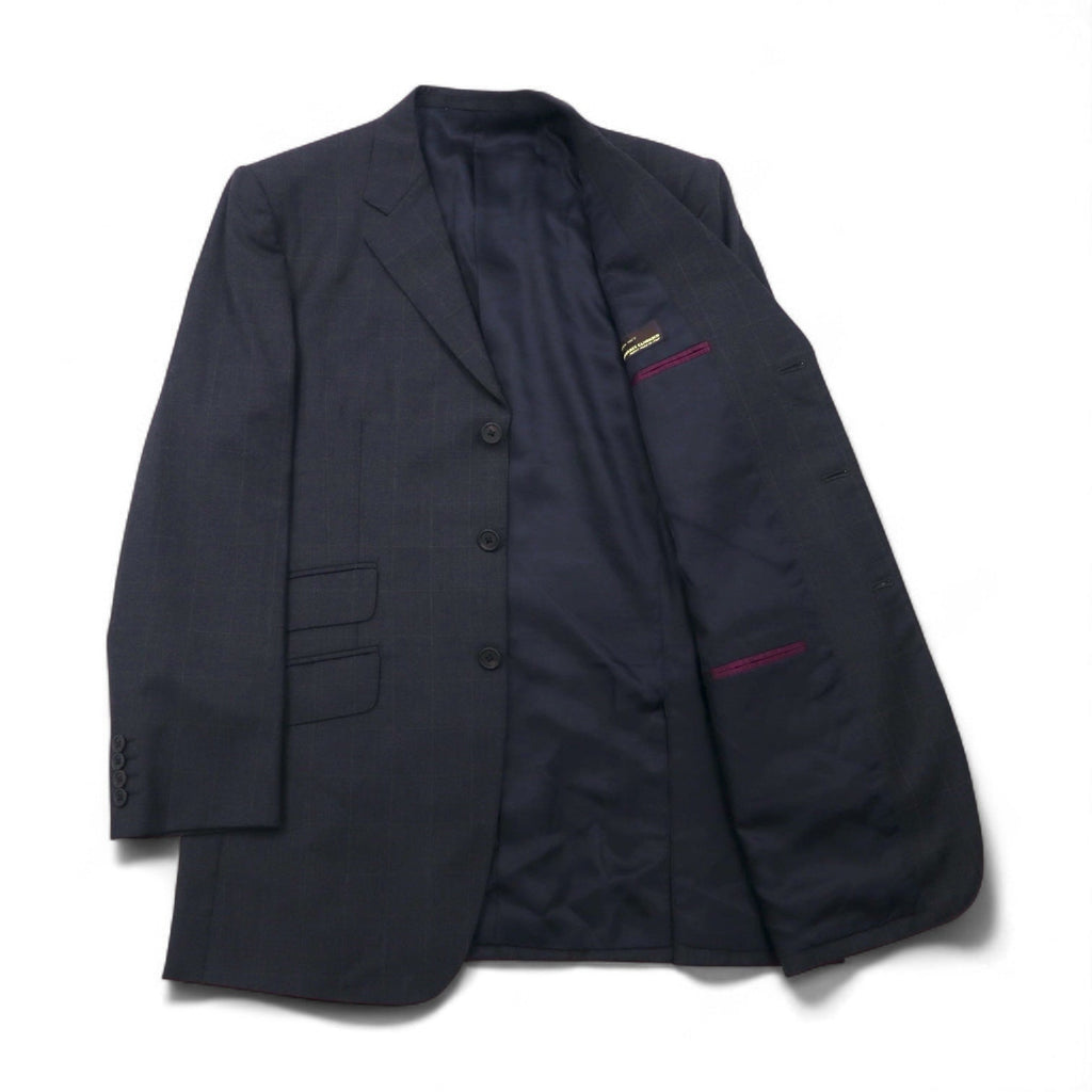Paul Smith anni '90, abito 3 bottoni SUPER 100's, completo, XL, grigio a quadri, lana VITALE BARBERIS CANONICO, tessuto italiano, made in Japan